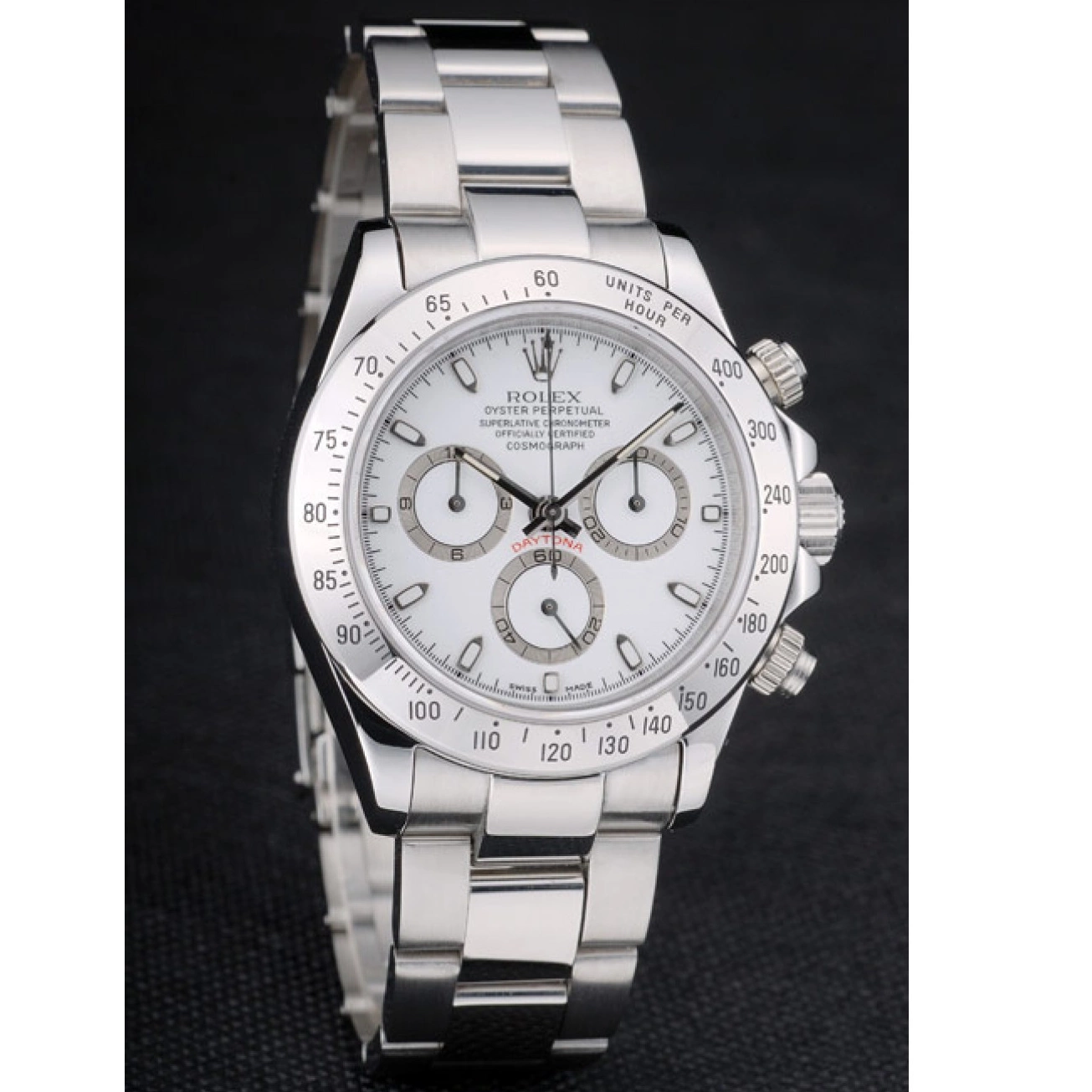 Aaa replica White Daytona 80297 Swiss Rolex Stainless Dial Steel Bracelet 0715